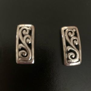 Silver tone scroll pierced earrings
